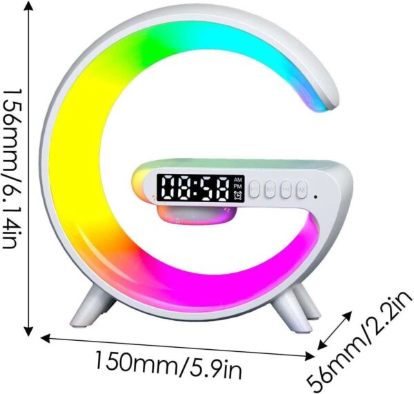 G Lamp Smart Light Bluetooth Speaker Clock/Alarm Clock Wireless Charger Atmosphere Lights - Image 4