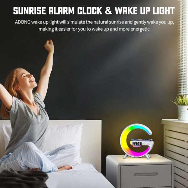 G Lamp Smart Light Bluetooth Speaker Clock/Alarm Clock Wireless Charger Atmosphere Lights - Image 2