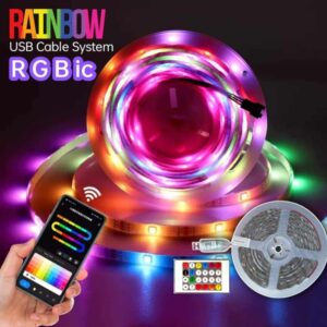 RAINBOW RGBIC LED STRIP Lights – App & Remote Controlled